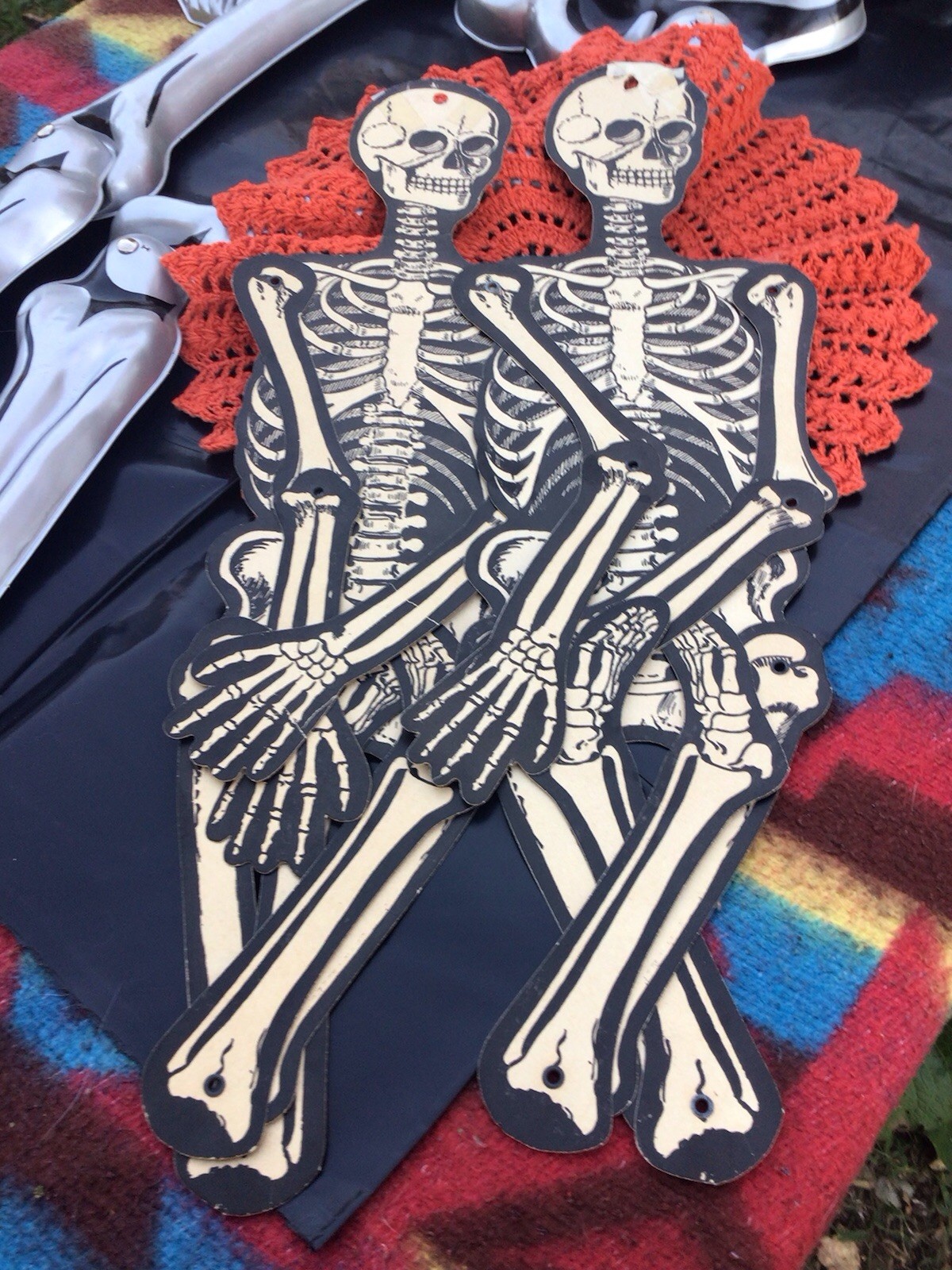 VTG. Halloween H. E. Luhrs Skeleton 💀 Pair~ Jointed/ 1950’s