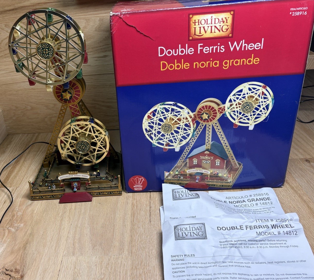 MR. CHRISTMAS ANIMATED MUSICAL LIGHTED DOUBLE FERRIS WHEEL XMAS VILLAGE DECOR