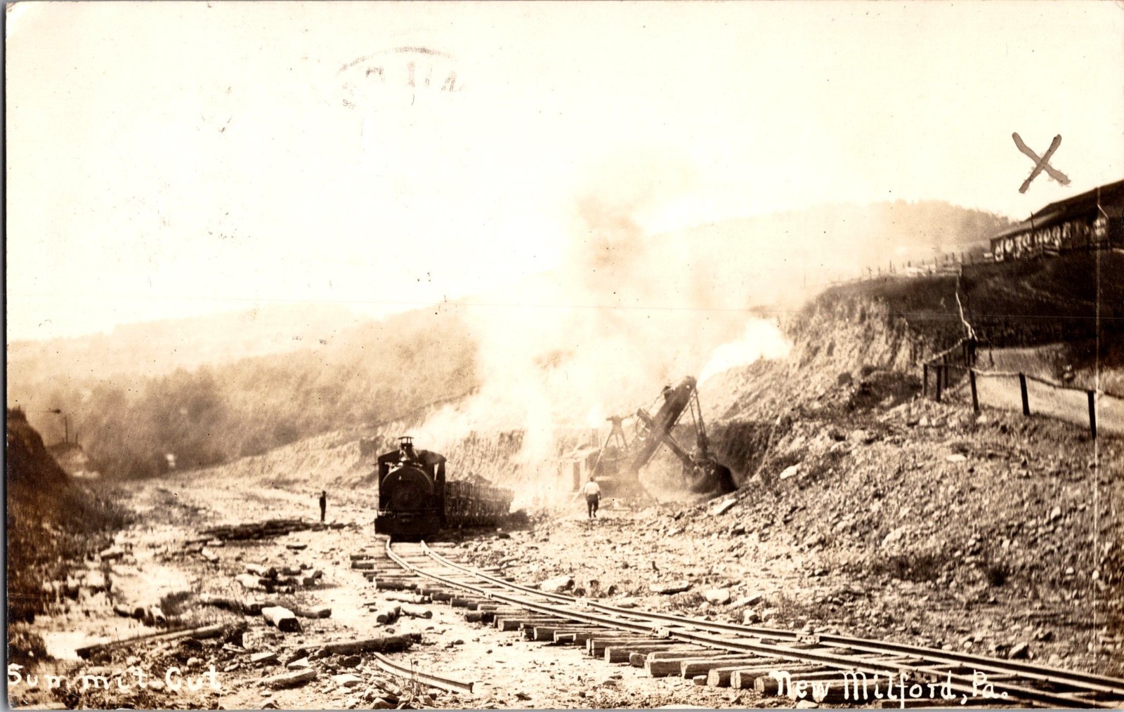 [62k] Postcard RPPC, Railroad Construction, \