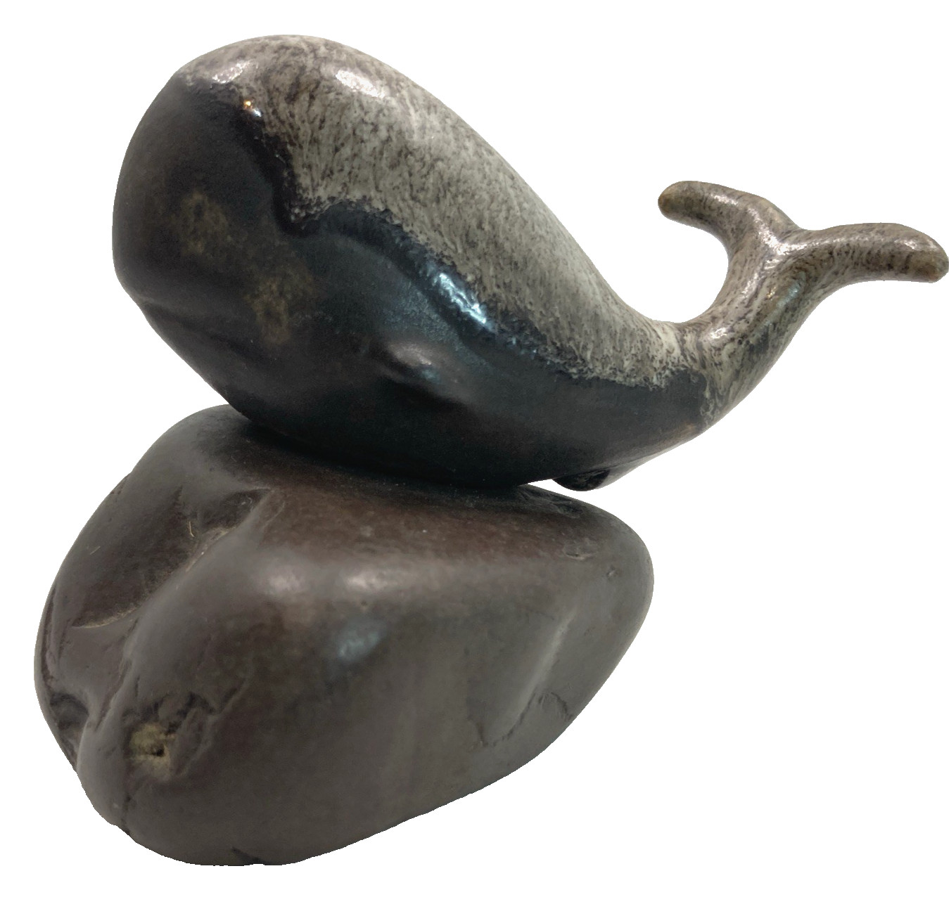 Rare Maigon Daga Studios Art Pottery Small Whale Vintage Signed Statue Figurine