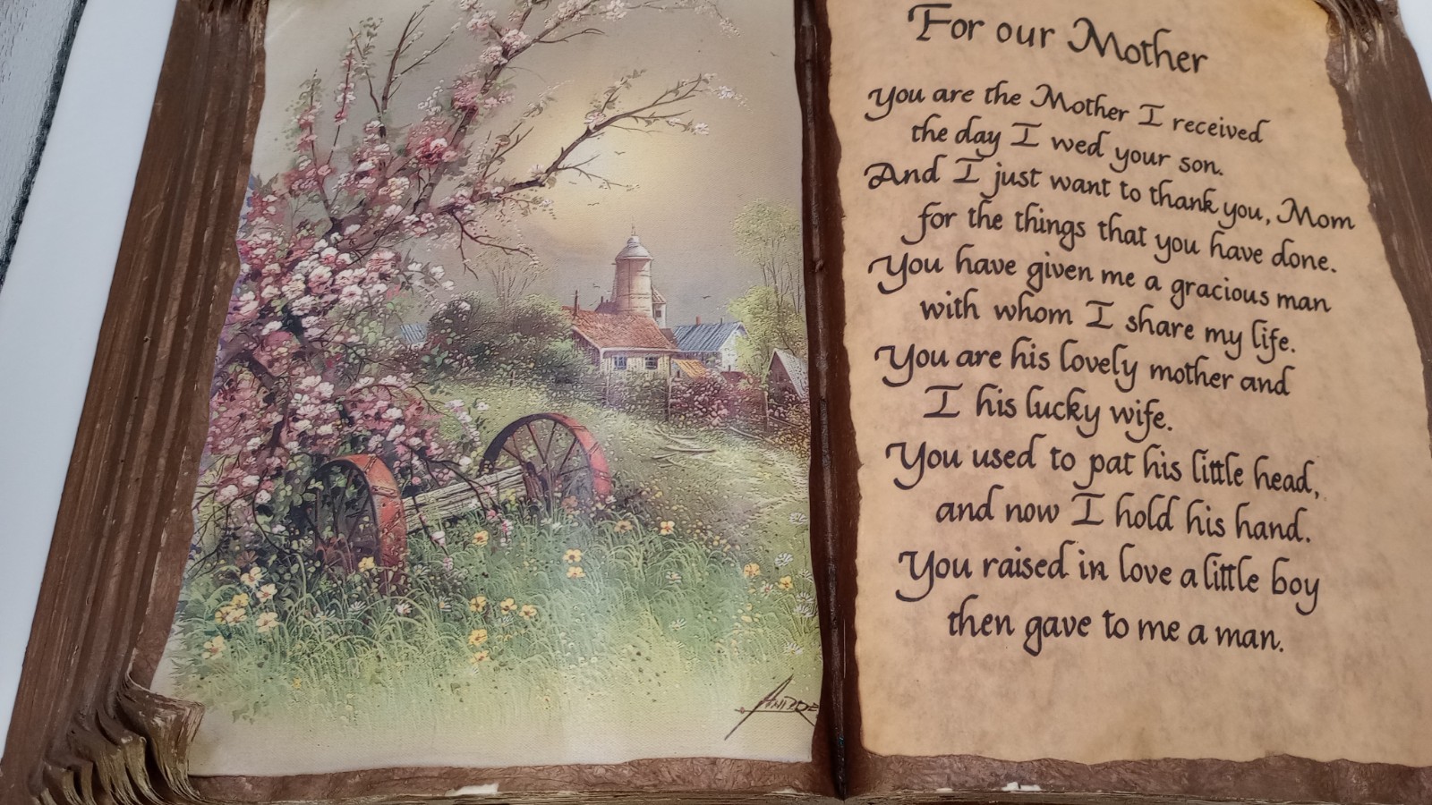 Vintage Mother In Law Gift Plaque Open Book Poem For Our Mother Andre Orpinas