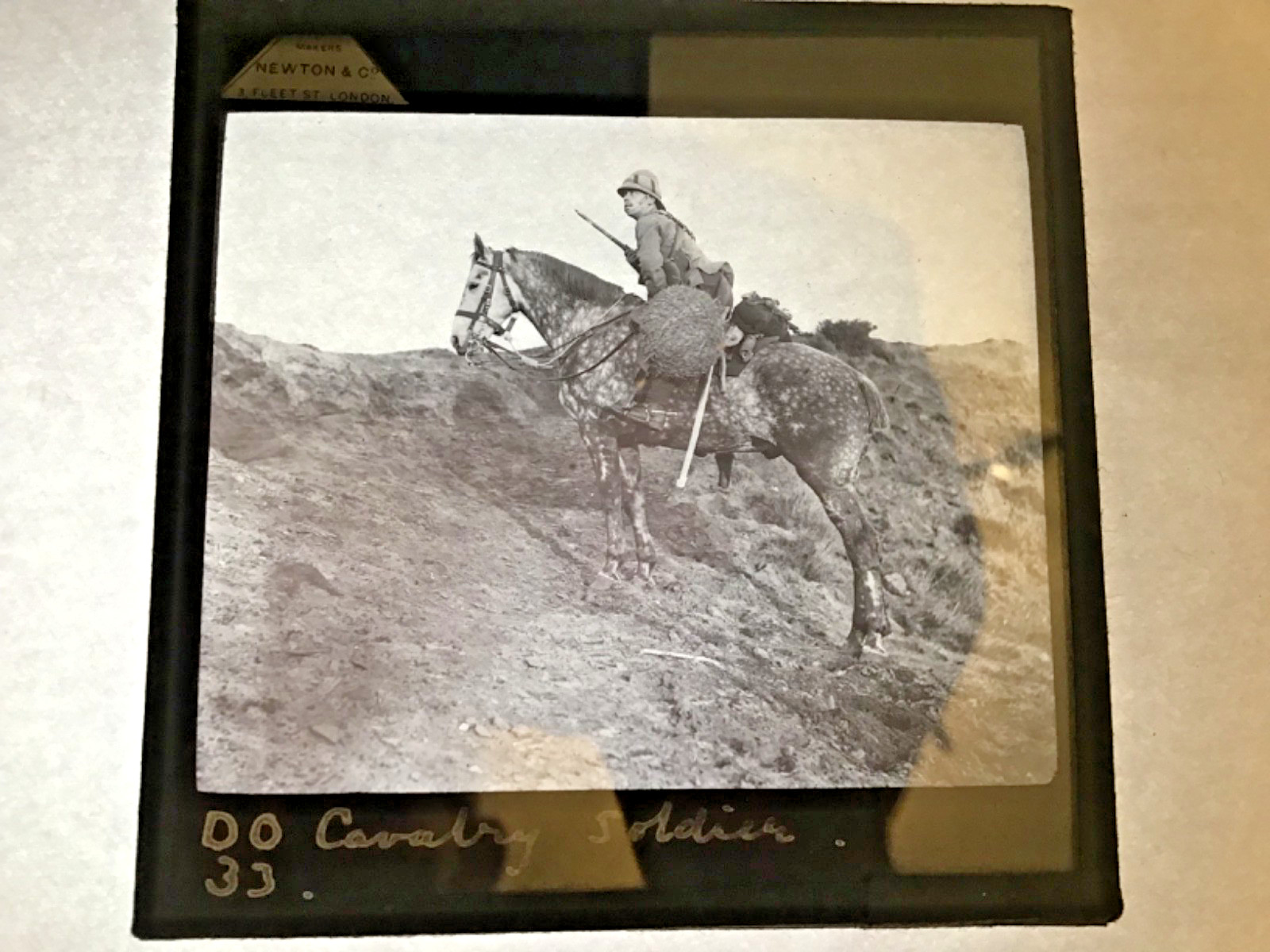 CAVALRY SOLDIER Magic Lantern Slide WW1