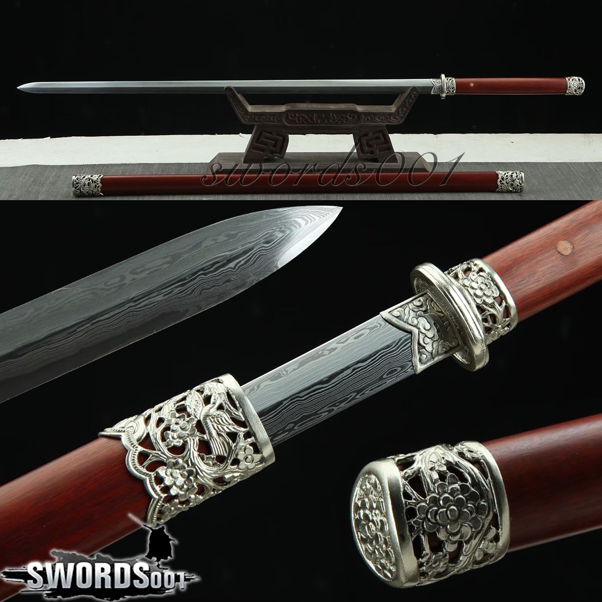 39’’ Low-meteorite Damascus Steel Blade Sword Magpie On Plum Blossom Tang Jian