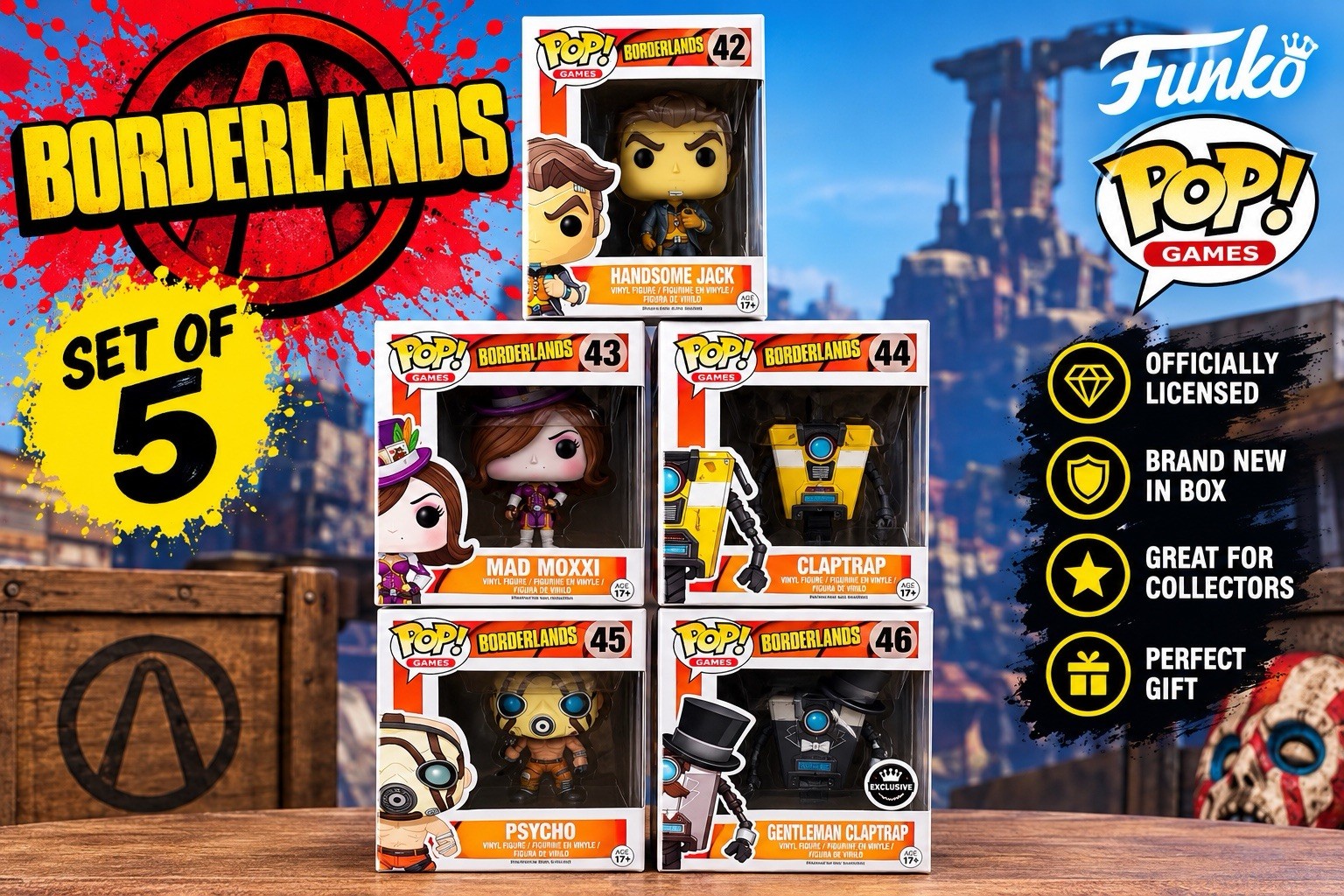 Funko Pop Borderlands GameStop Exclusive Boxed Lot 5 Handsome Jack +