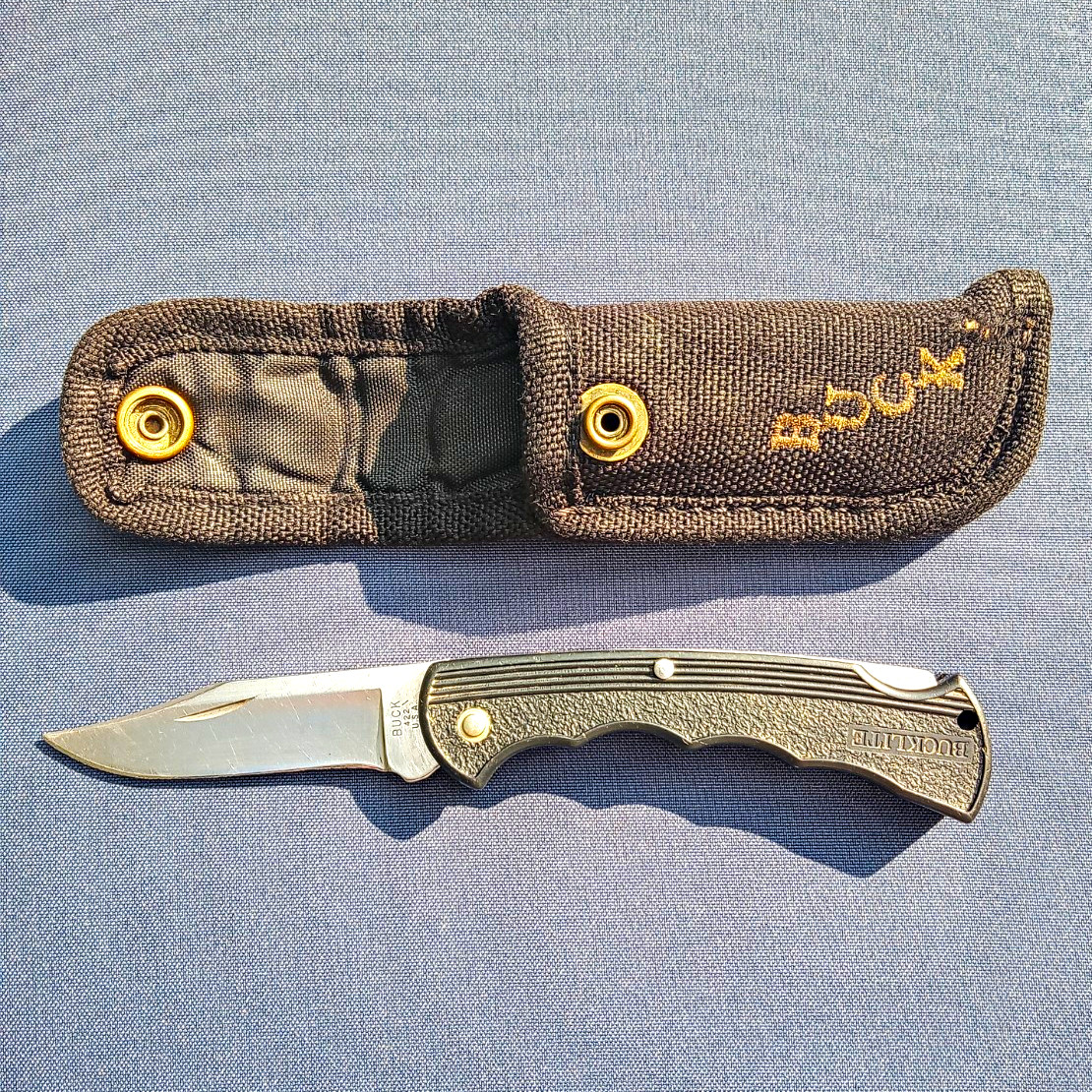 Vintage 1994 Buck 422 Bucklite Lockback Pocket Knife USA W/ Original Sheath