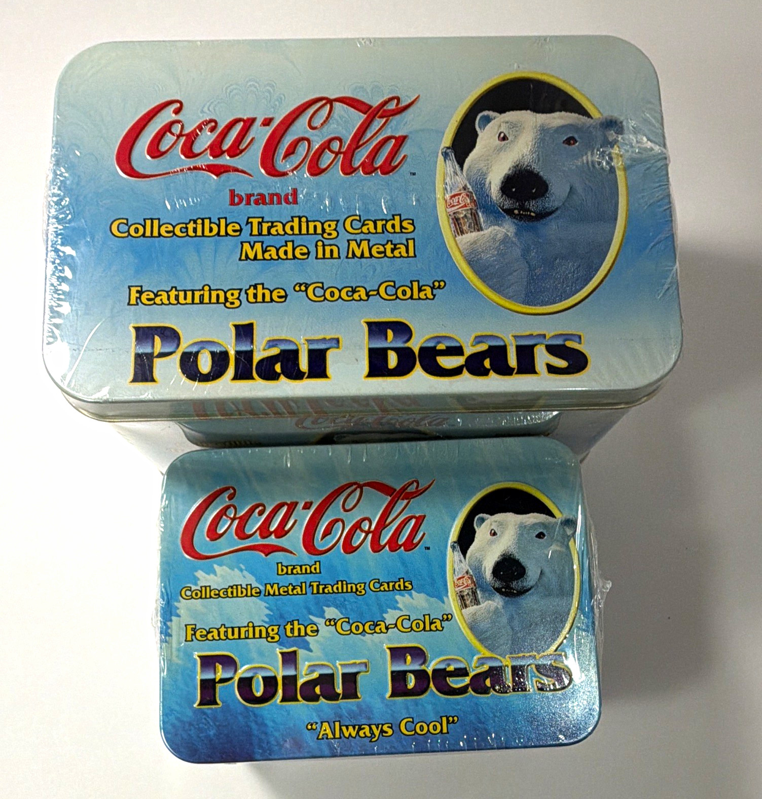 Coca-Cola Polar Bears Metal Trading Cards 2 Sealed Tins Series 1 Vintage