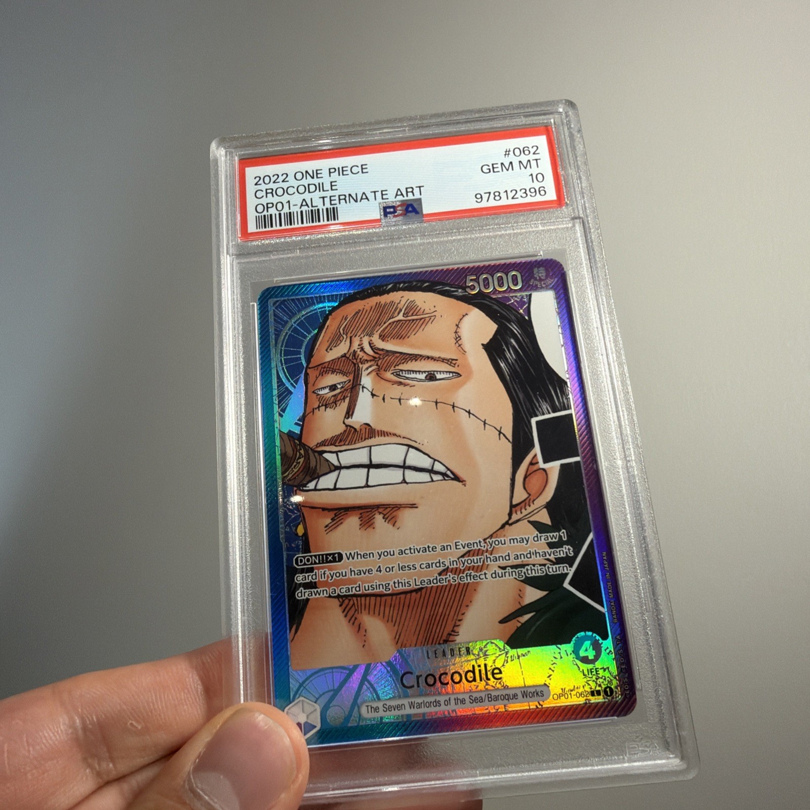 Crocodile Alternate Art PSA 10 2022 One Piece Op01-Romance Dawn #062