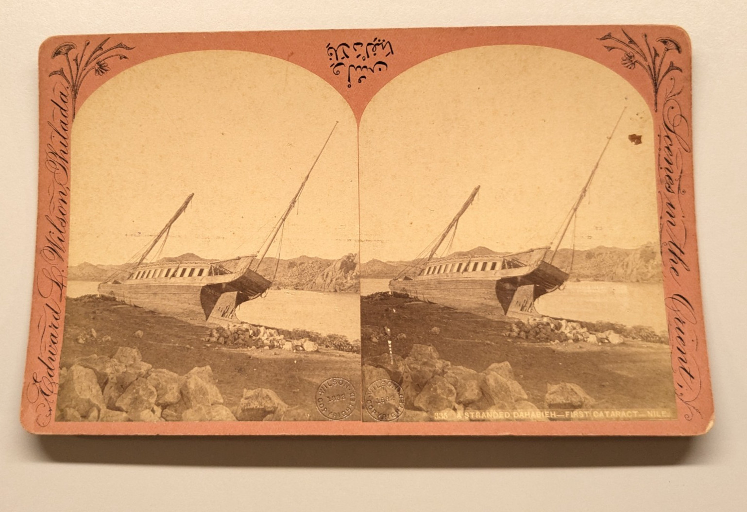 Scenes in the Orient Wilson Stereoview Photo Stranded Ship Nile Egypt