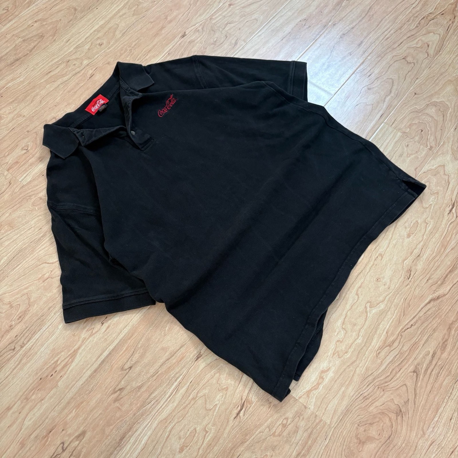 Coca-Cola Black Polo Shirt with Red Embroidered Logo