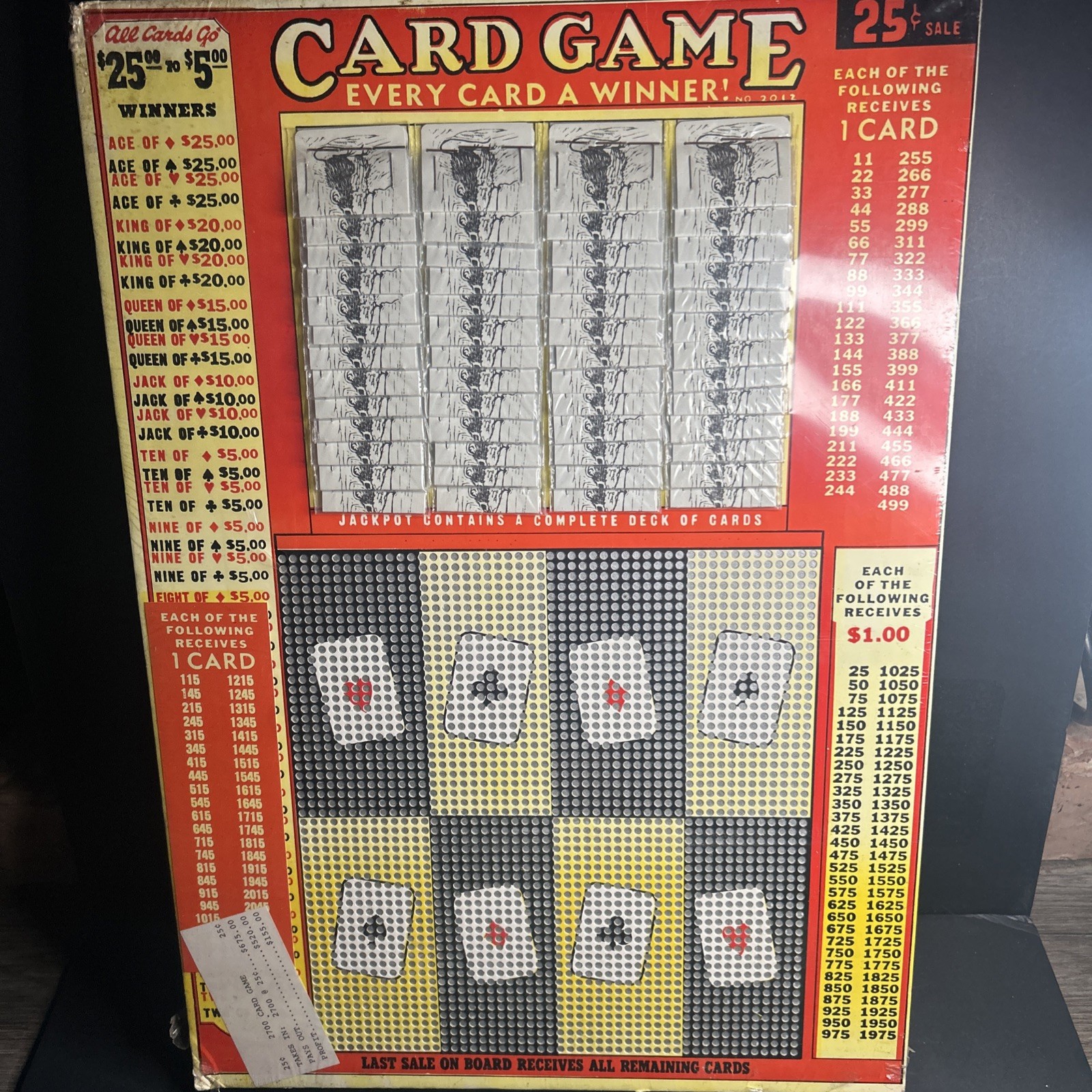 Vintage Card Game Punch Board Trade Stimulator Unpunched 
