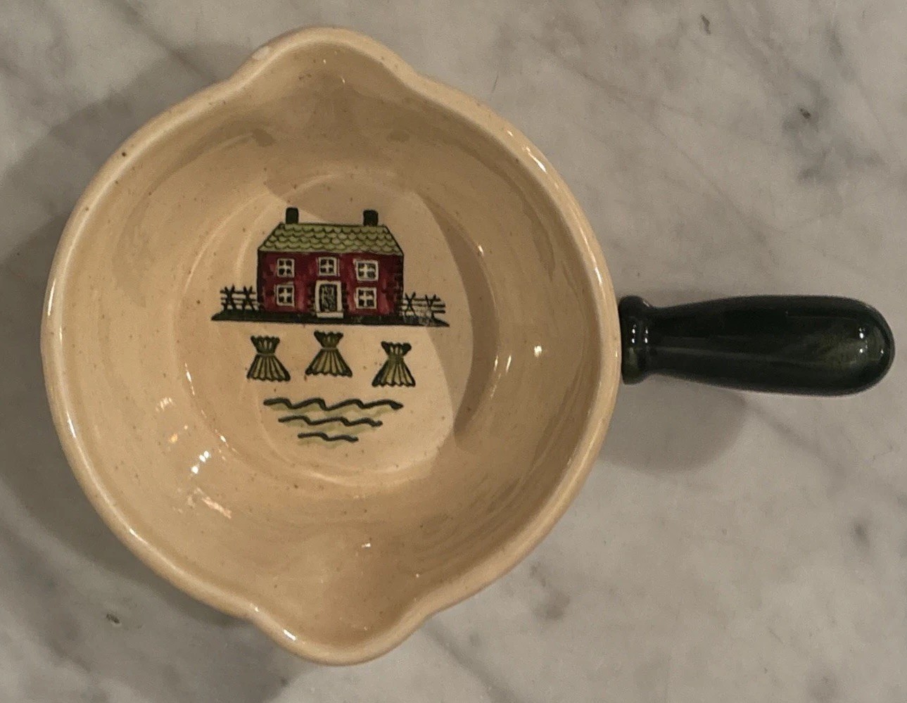 GRAVY SERVING BOWL w/Handle POPPYTRAIL Pattern Stoneware by METLOX 1950’s USA