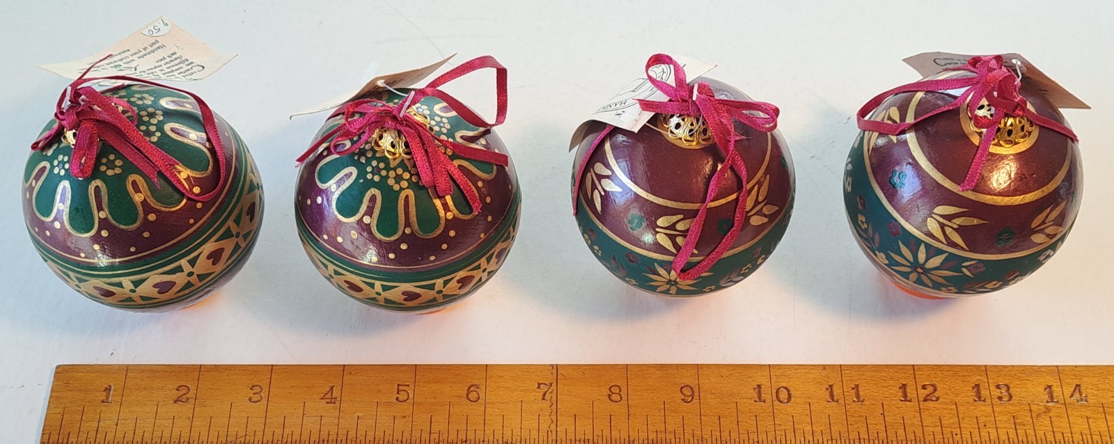 Vintage Midwest Importers Handcrafted Christmas Ornament Collection - Lot of 4