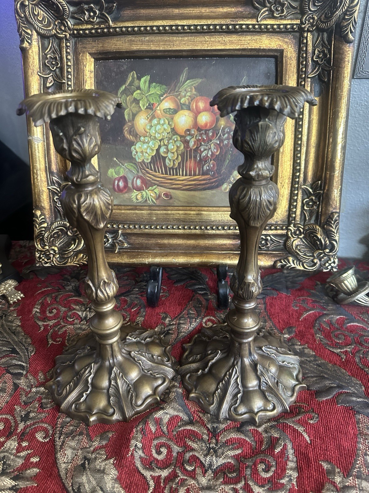Candlesticks  Antique French Gothic Bronze Candle Holders