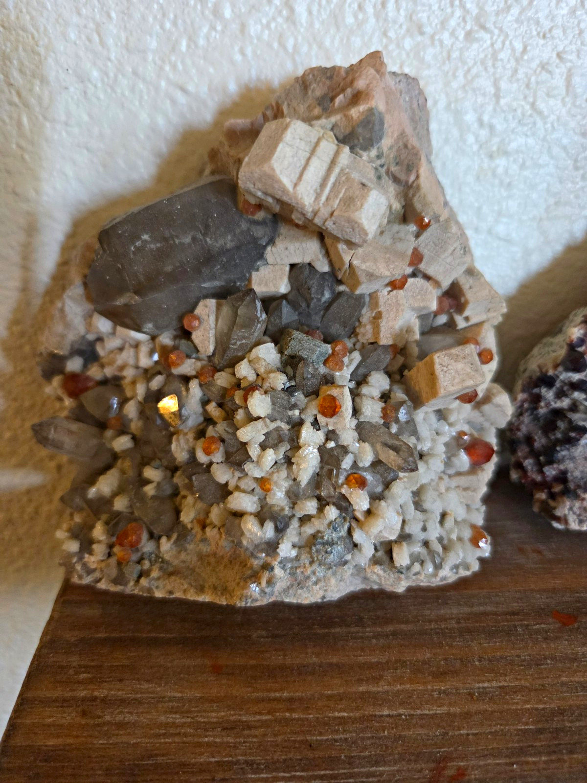 Spessartine Garnet On Smokey Quartz