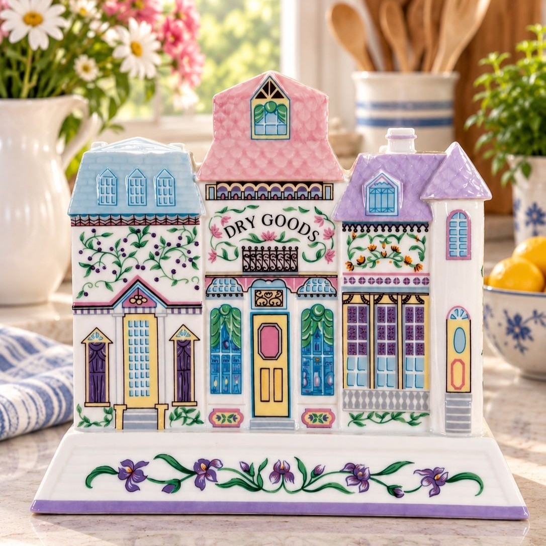 Lenox Spice Village Dry Goods Collection Porcelain Napkin Holder Retired 1994