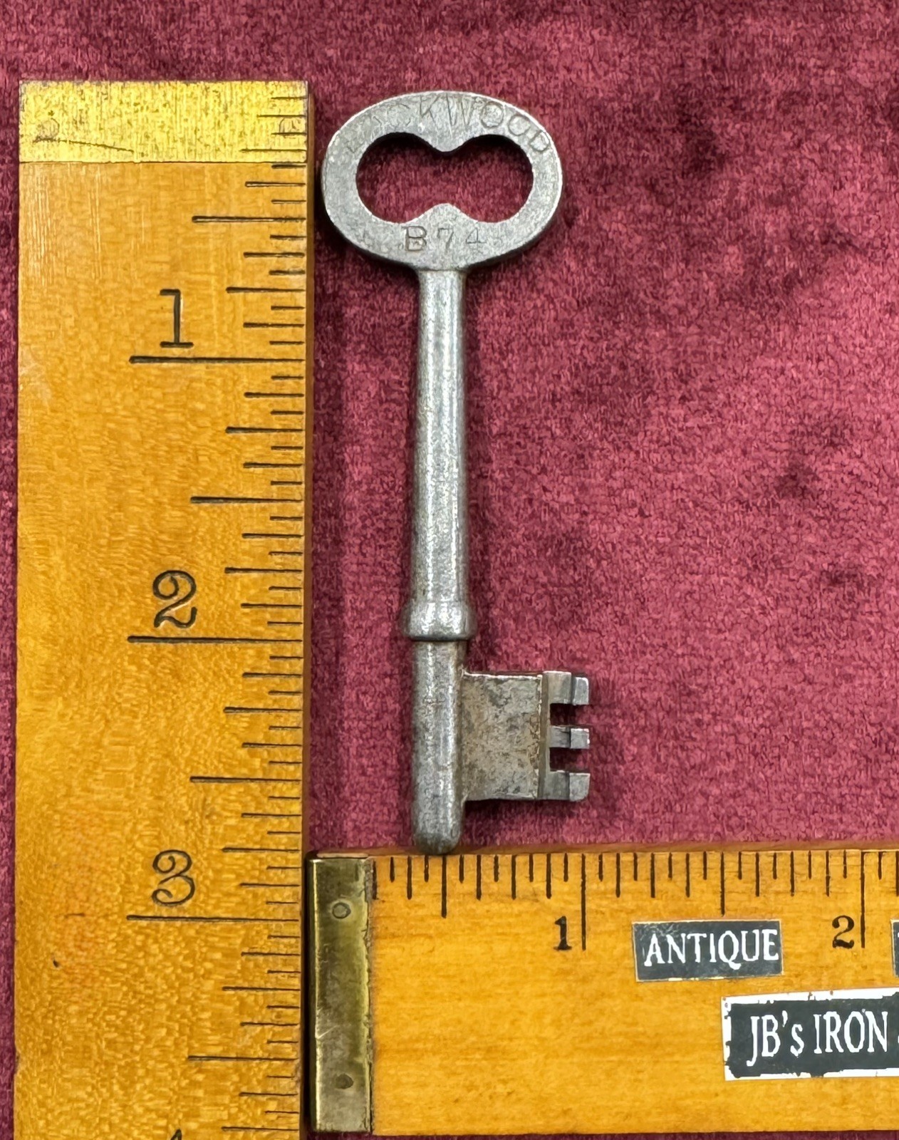 🌿 🗝️ Vintage Lockwood Solid Steel Skeleton Key UNIQUE Antique #B74