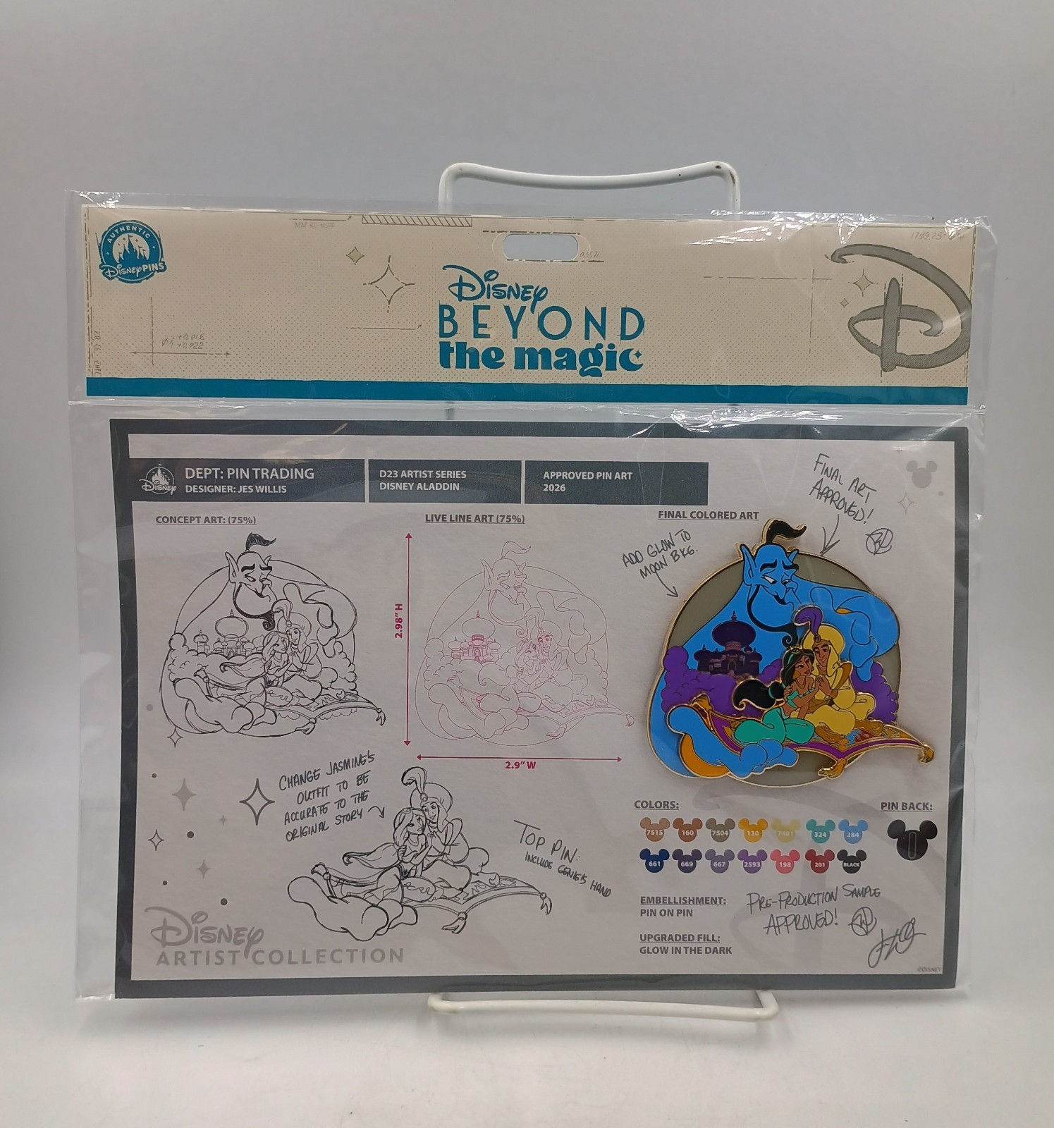 2026 D23 Disney Beyond The Magic ALADDIN Ltd. Ed. Pin & Concept Art NIP
