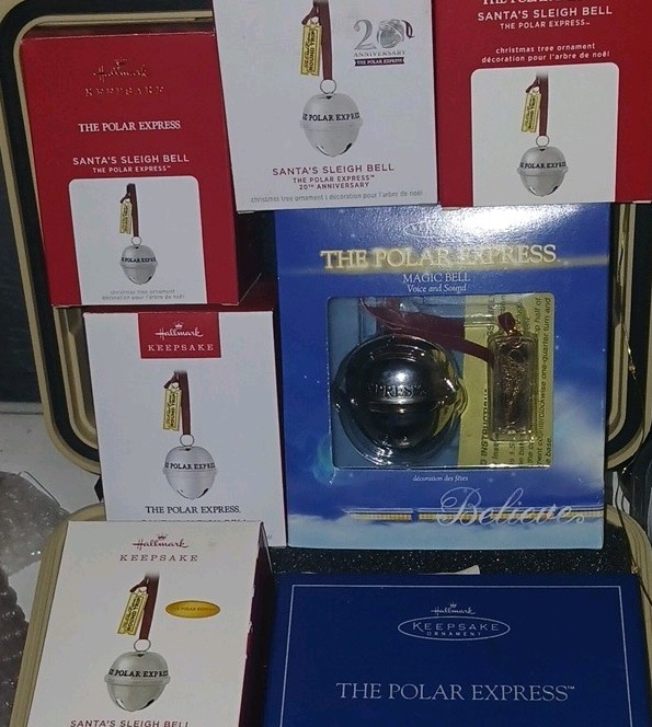 Hallmark Keepsake The Polar Express Ornament Lot of 7 Magic Bell, Sleigh Bell