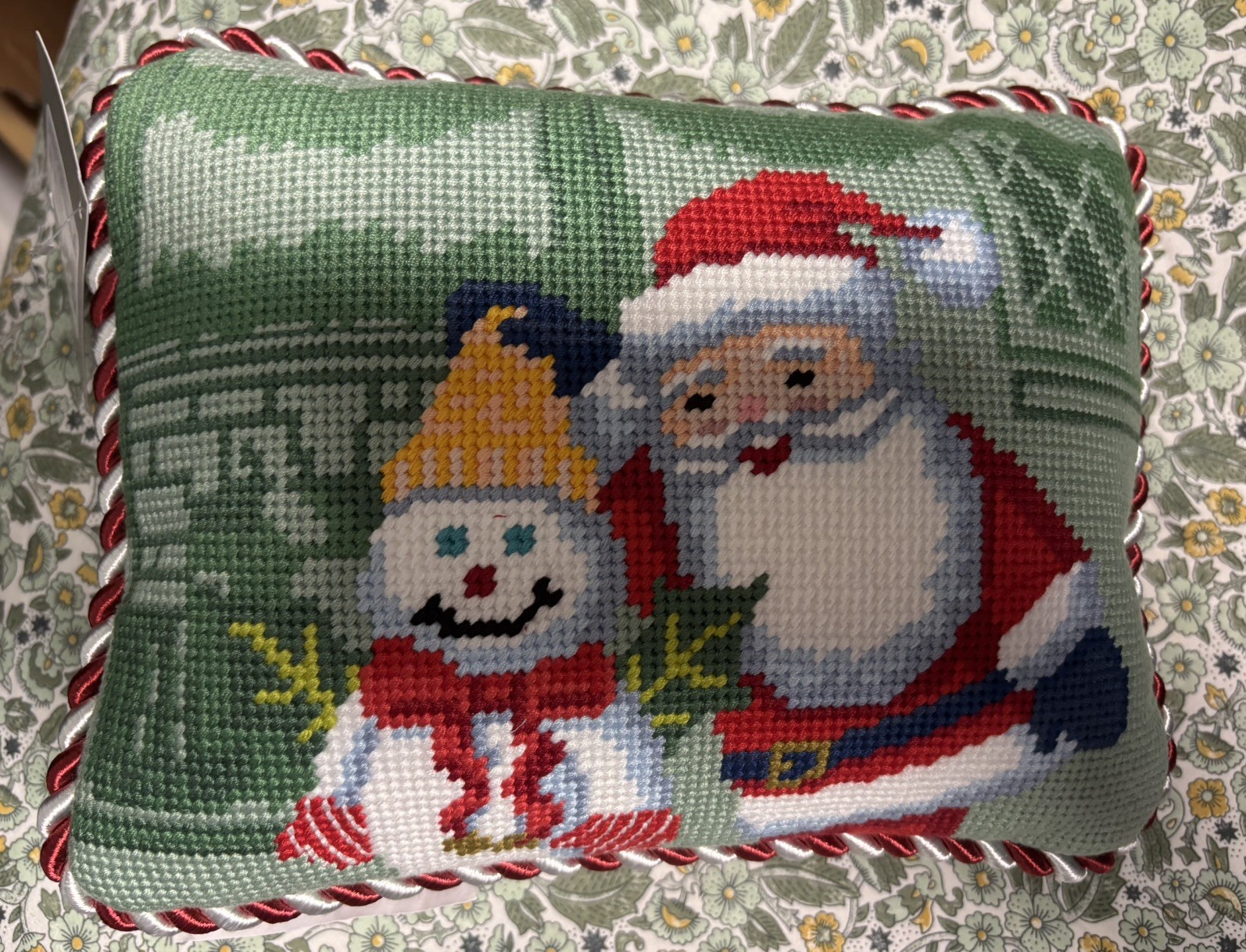 Mr Bingle And Santa Needlepoint Velvet Pillow Dillards Exclusive Small