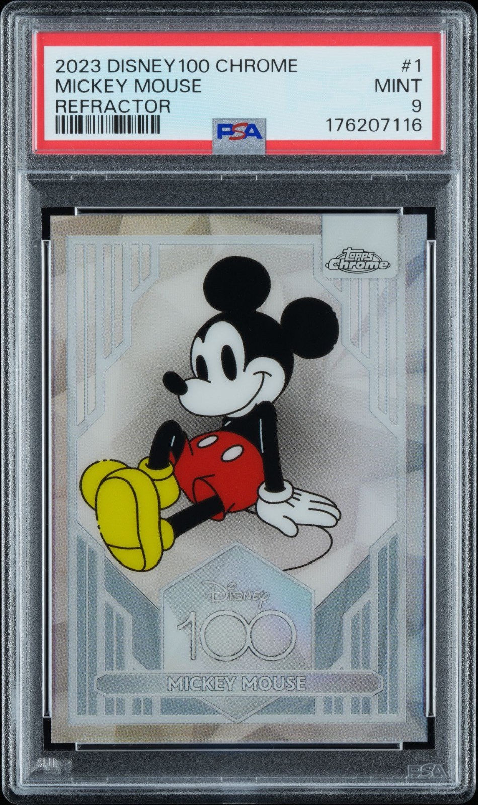 2023 Topps Chrome Disney 100 Mickey Mouse #1 Refractor PSA 9 MINT