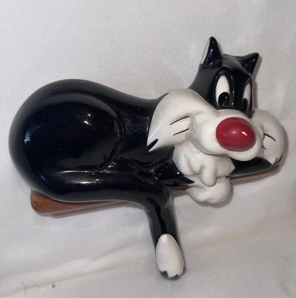 Cute Vintage Ceramic Looney Tunes Sylvester Wall Hook Warner Bros Studio