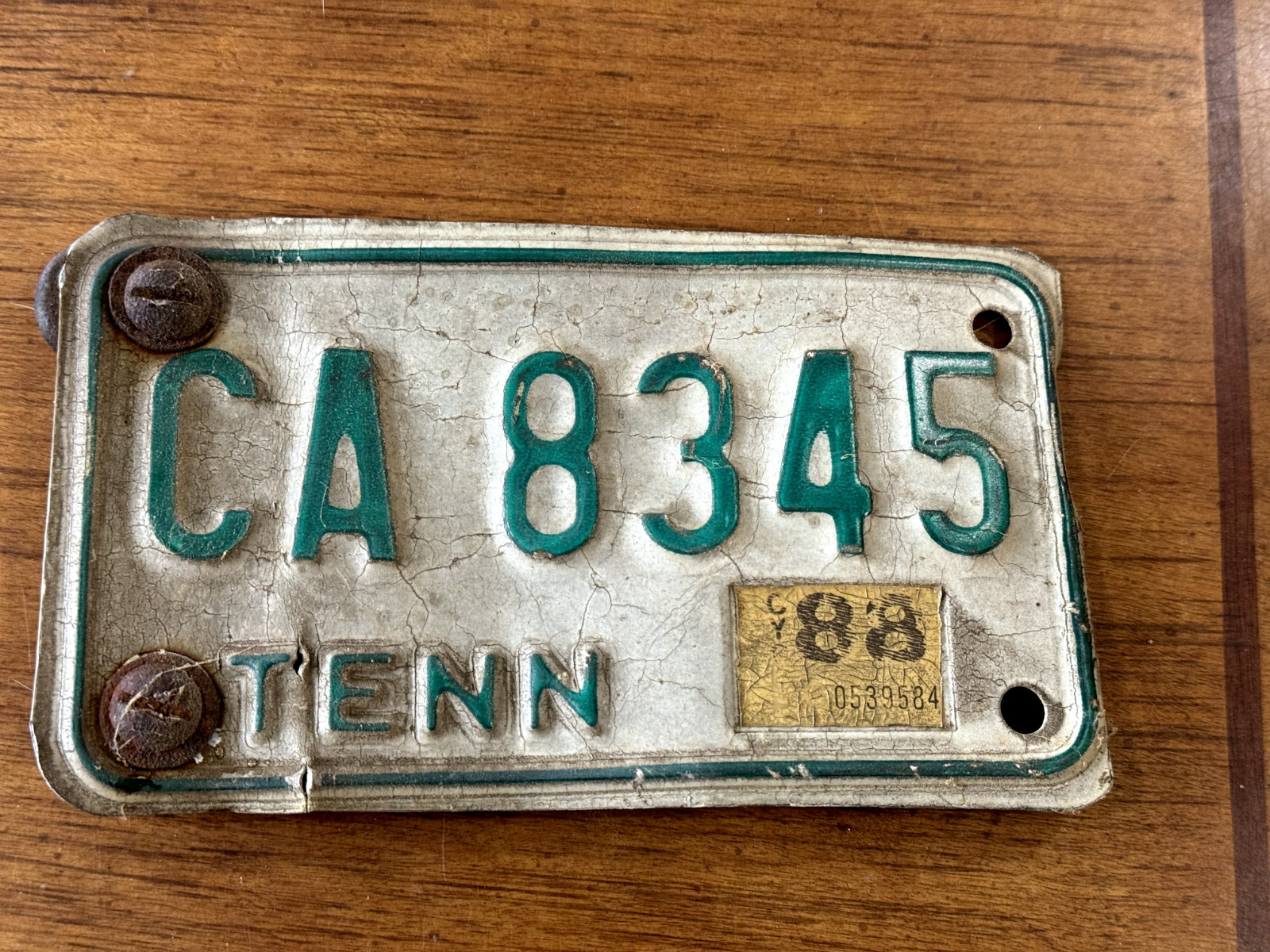 Vintage Antique Tennessee Motorcycle License Plate   T-1015
