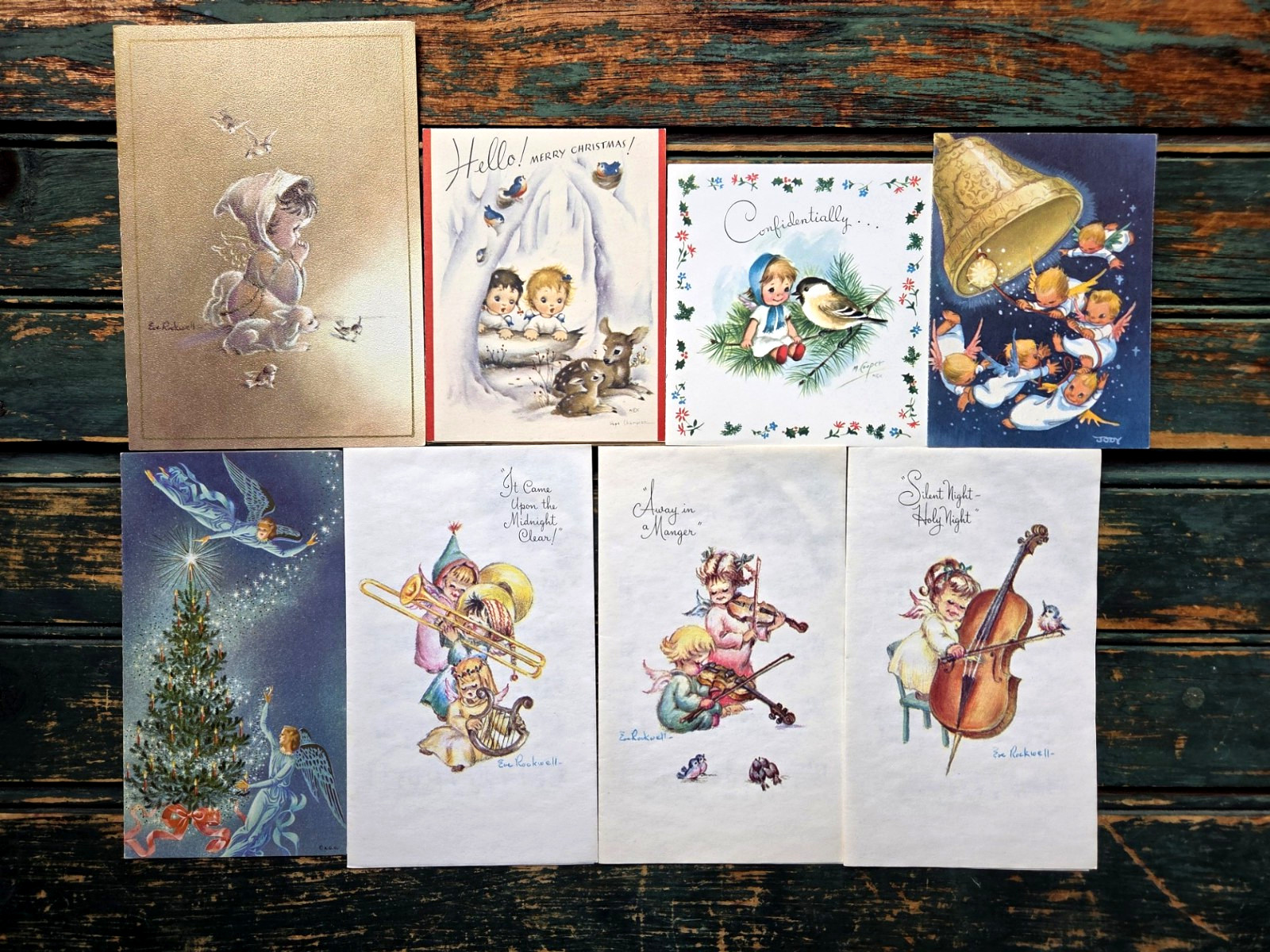Vintage Signed Eve Rockwell Jody Marjorie Cooper Hope Champion Christmas Cards