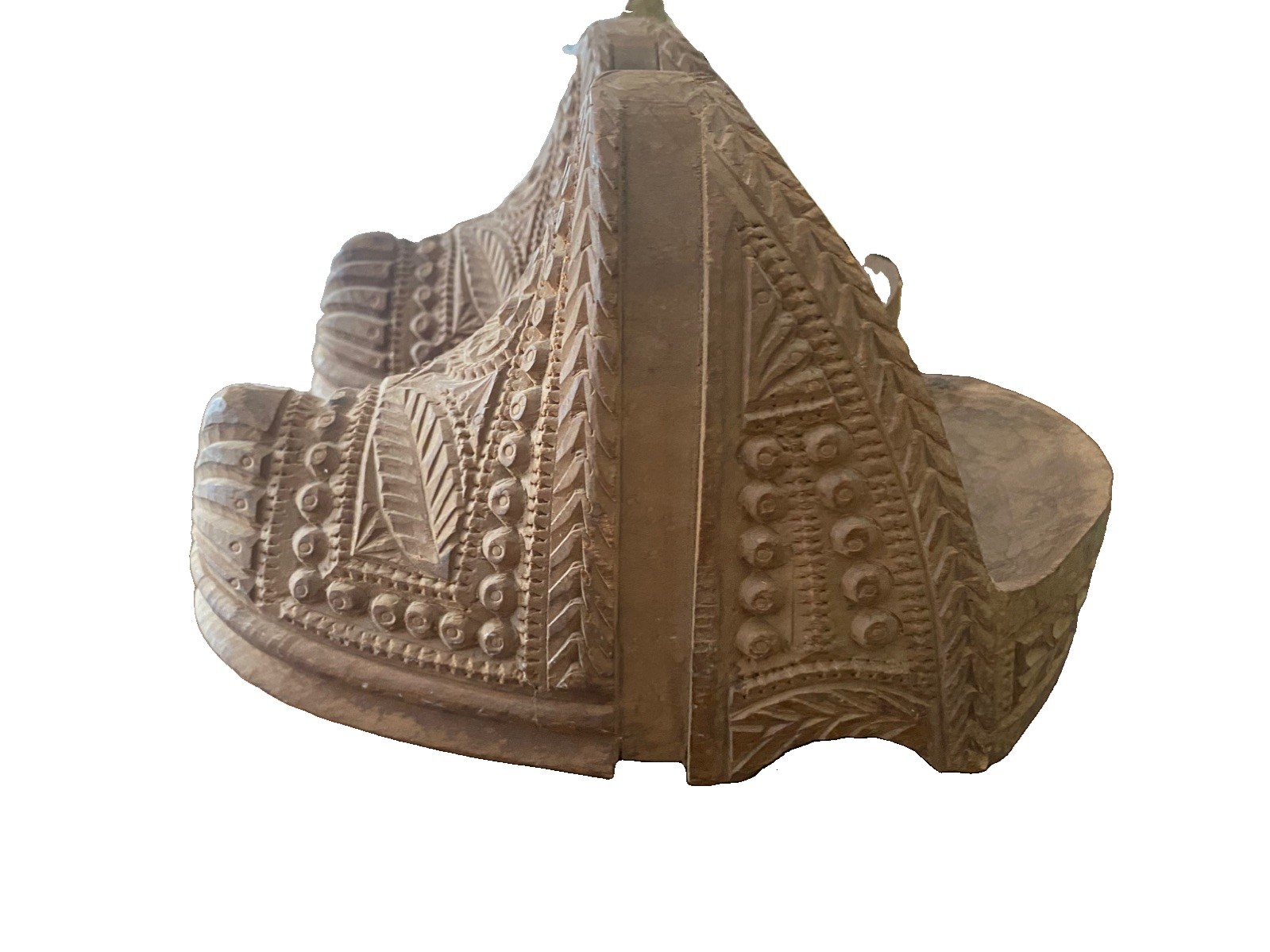 Antique 19th c. Chilean Huaso Horse Estribos Stirrups - Carved Wood 