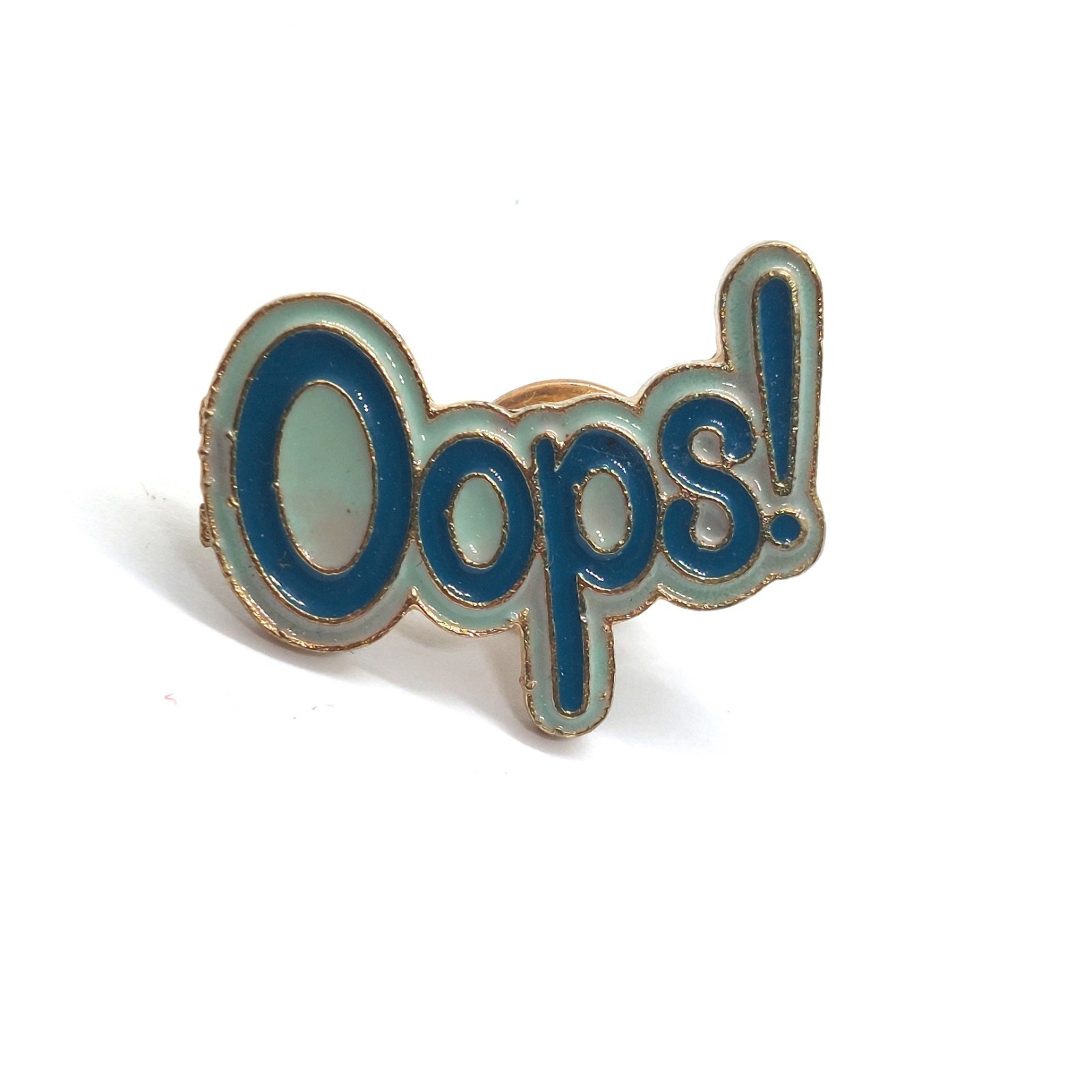 Oops Blue Enamel Word Pin Funny Exclamation Letter Novelty Lapel