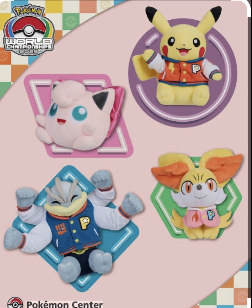 2025 Pokemon Anaheim World Fennekin Machamp Jigglypuff Pikachu Plush Set