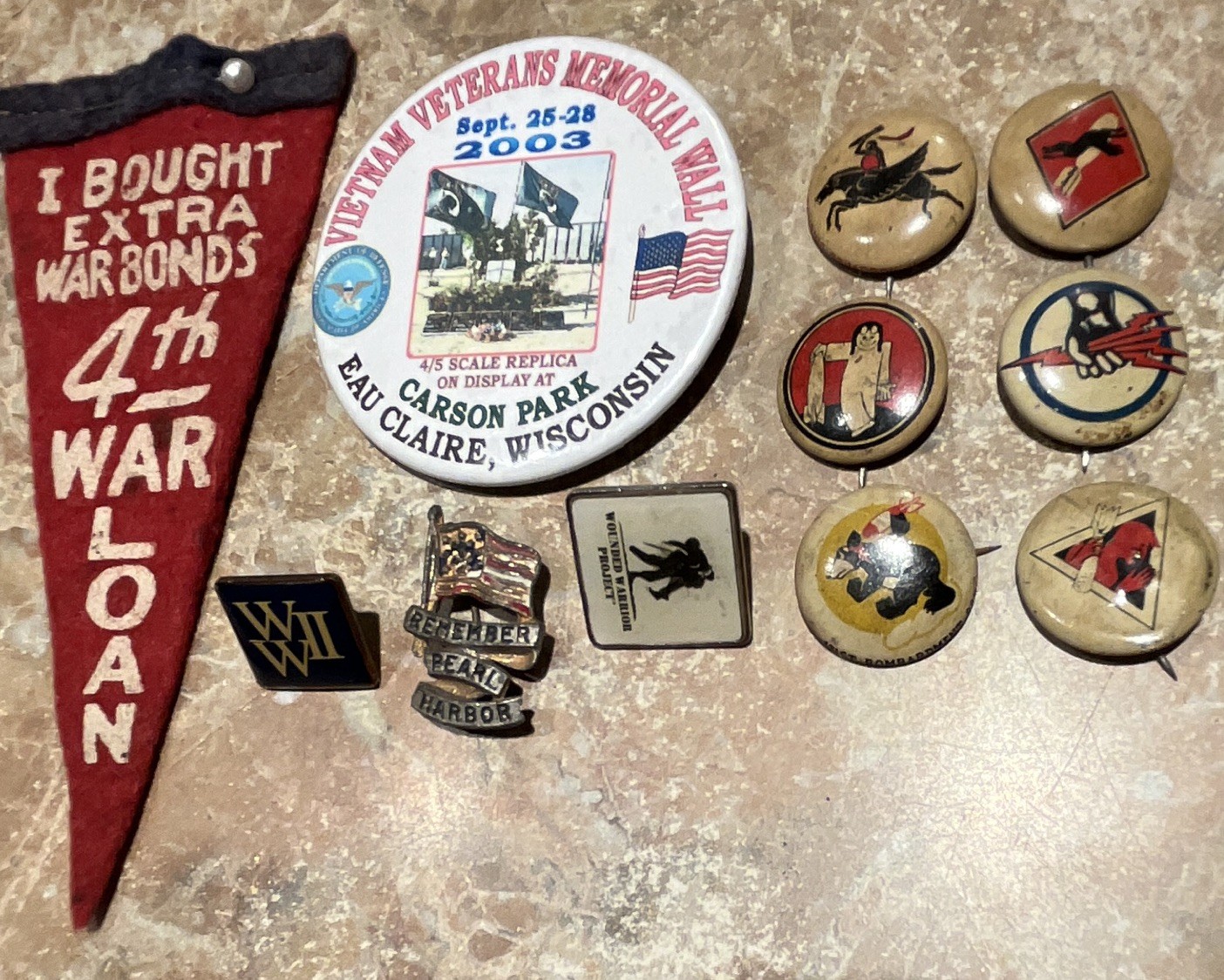 War Pins Buttons Pinnacle Nuclear Veterans WWII World War 2 Memorial Wall