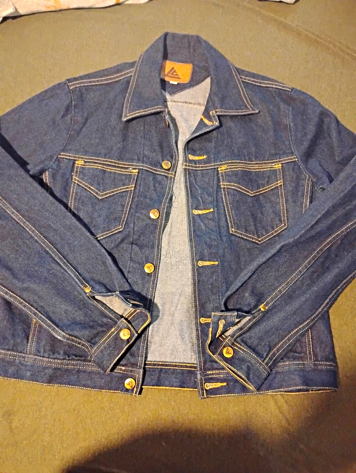 Vintage 80s Harley Biker Denim Trucker Jacket Size L 