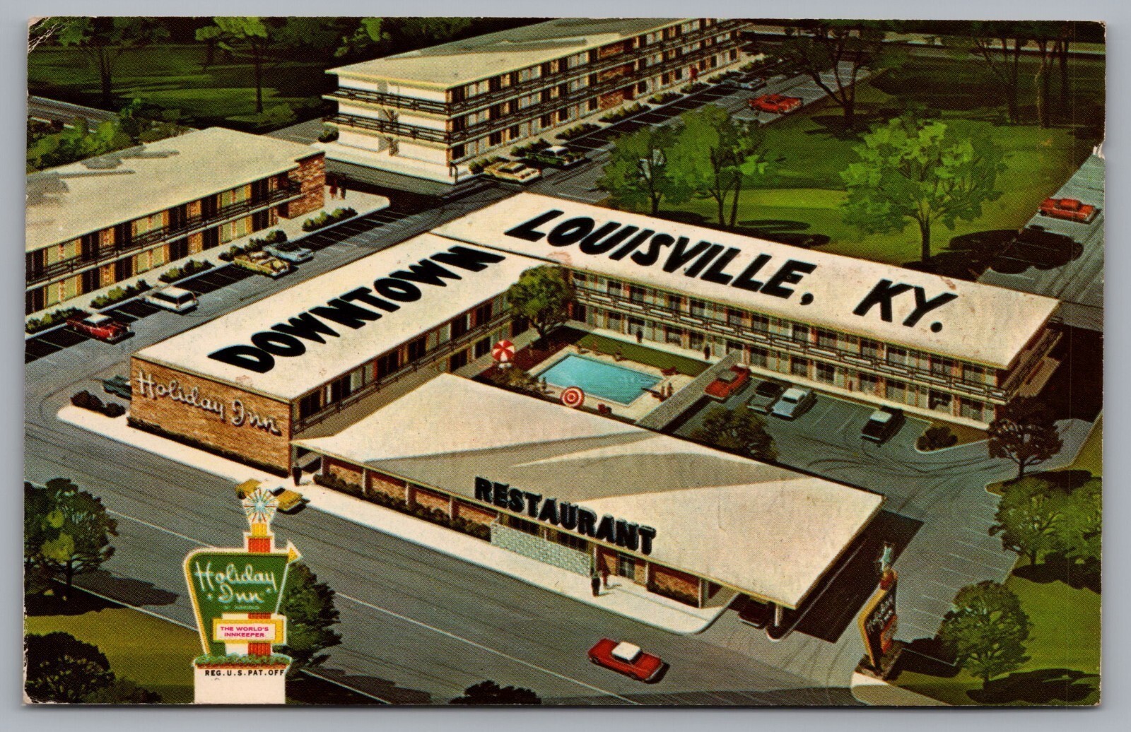 Louisville Downtown Holiday Inn, Restaurant. Kentucky. 1973 Postcard TSPS-9