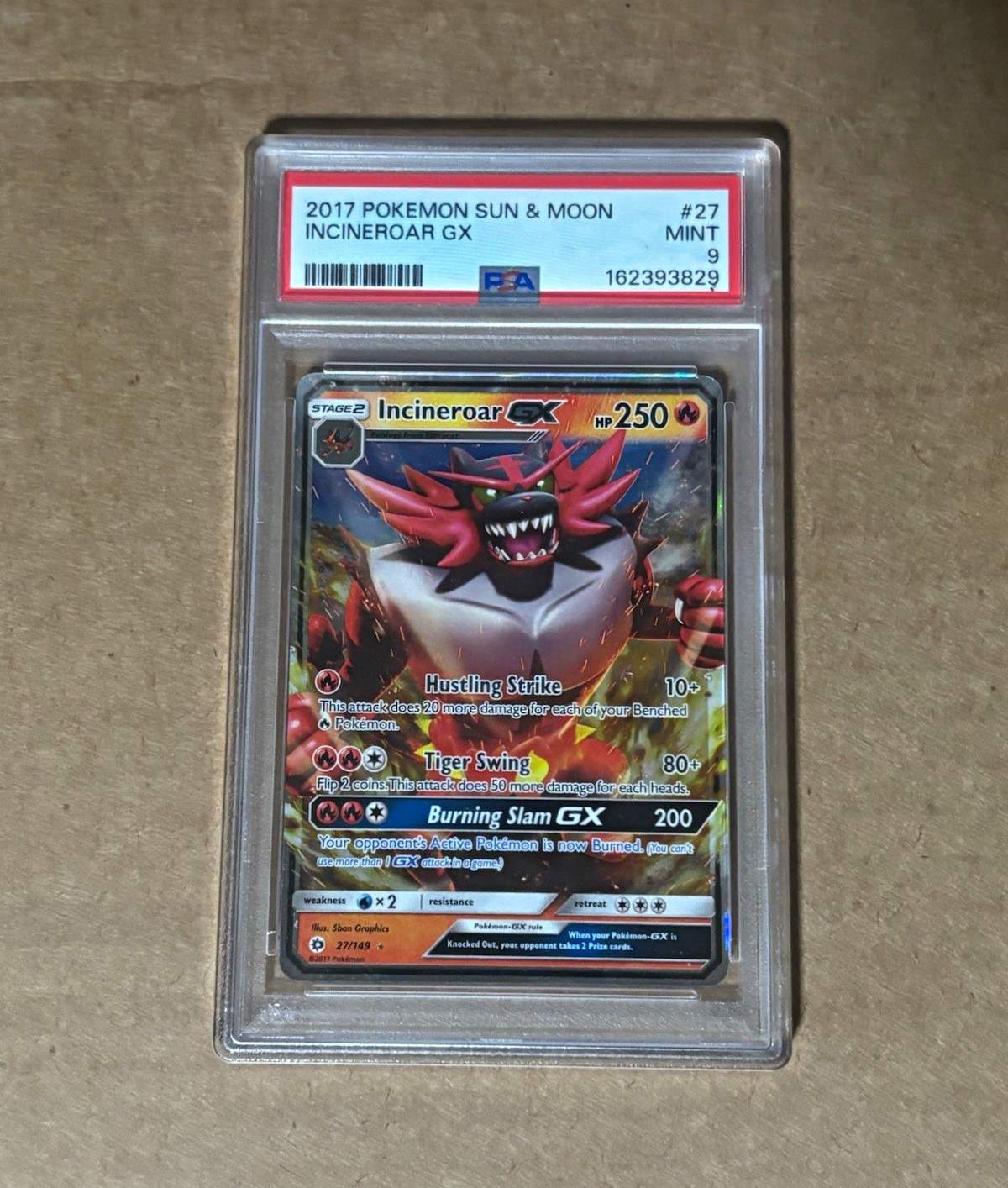 Pokémon 2017 Sun & Moon Incineroar GX #27 PSA 9 Graded Card Cert 162393829