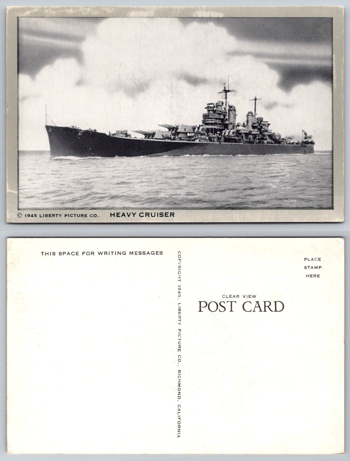 Heavy Cruiser Naval Warship Liberty Picture Co. Richmond California Postcard
