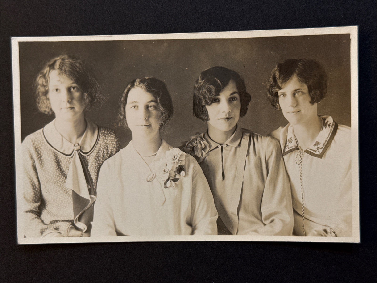 1920s Vintage RPPC Group Portrait Four Women Unused Studio Photo Postcard