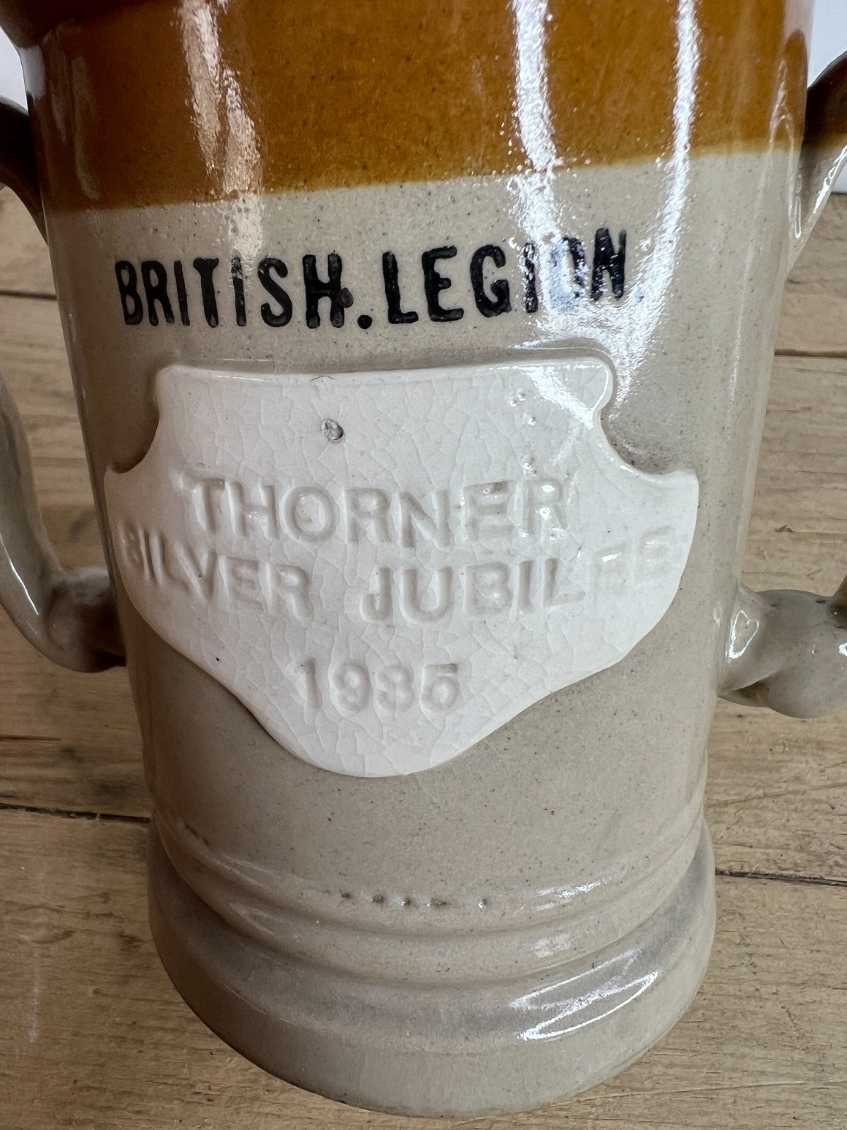 Vintage 1985 British Legion Thorner Silver Jubilee Ceramic Tankard