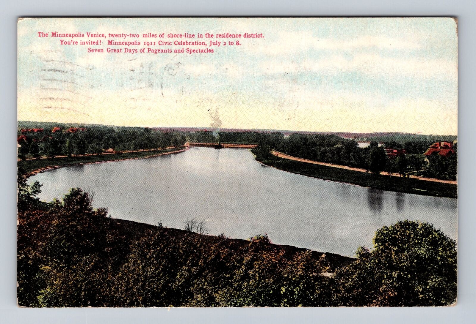 Minneapolis MN- Minnesota, Aerial Minneapolis Venice, Antique, Vintage Postcard