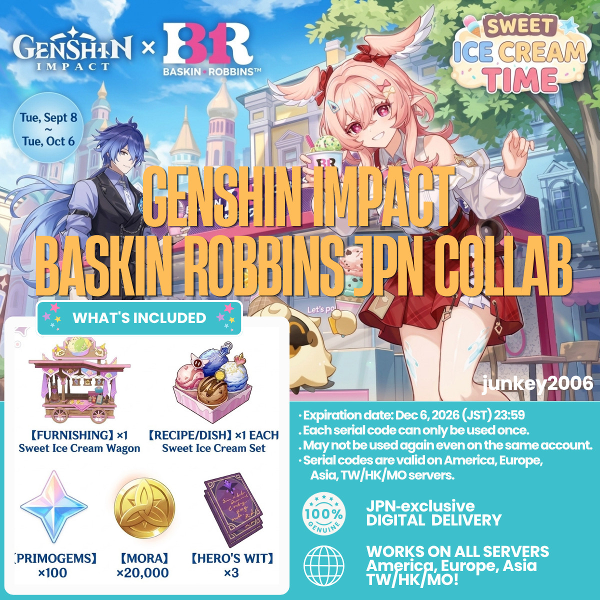 Genshin Impact x Baskin Robbins JPN Collab Redeem Code Limited Event Excl.
