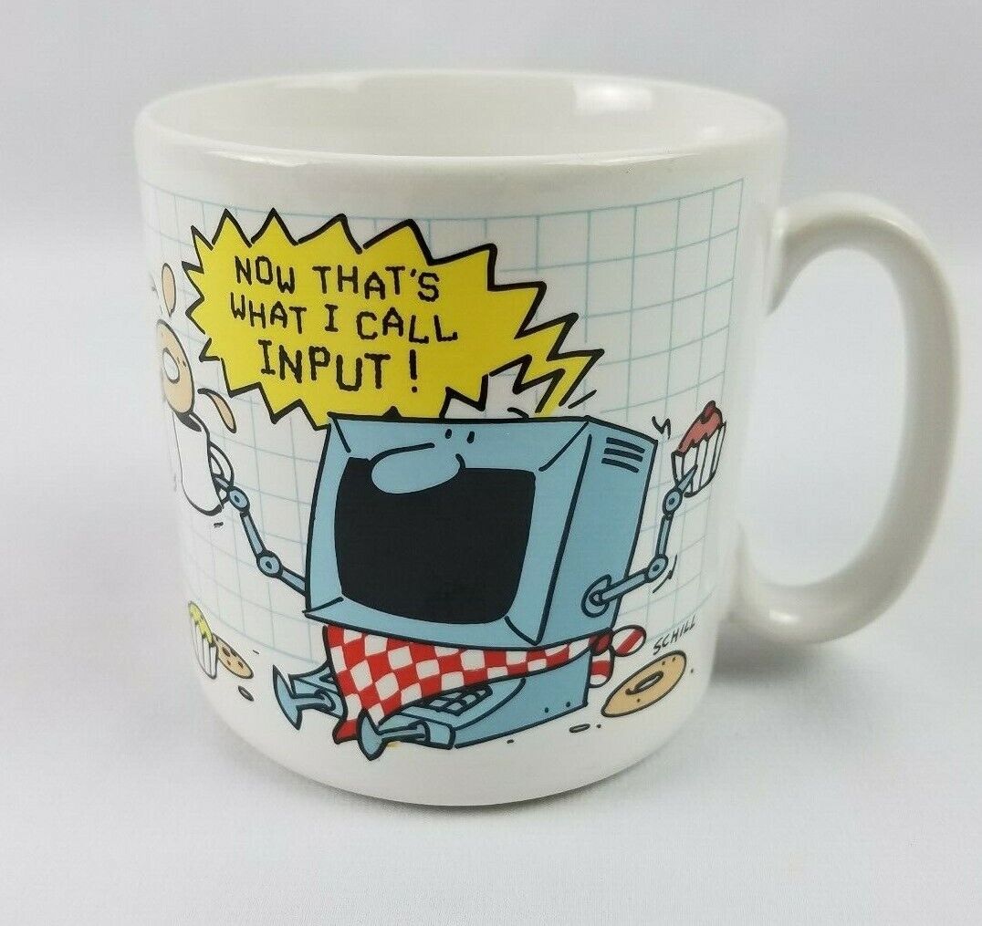  Nerdy Geek Computer Input Data Funny Digital Vintage Coffee Mug Cup RARE