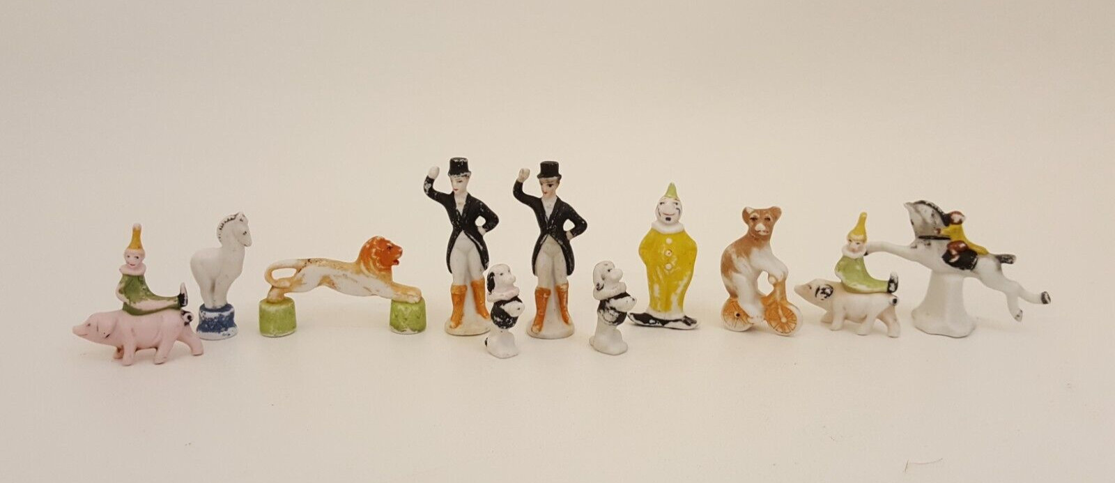 Antique late 1800s bisque porcelain circus cake toppers Germany 1886 lot of 11