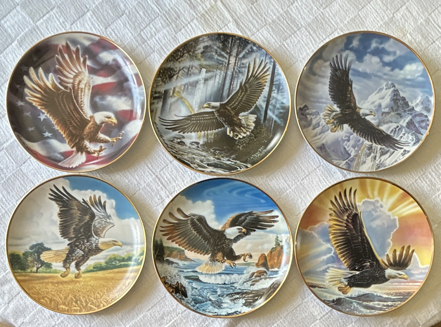 Franklin Mint American Eagle Porcelain Limited Edition Plates Set of 6