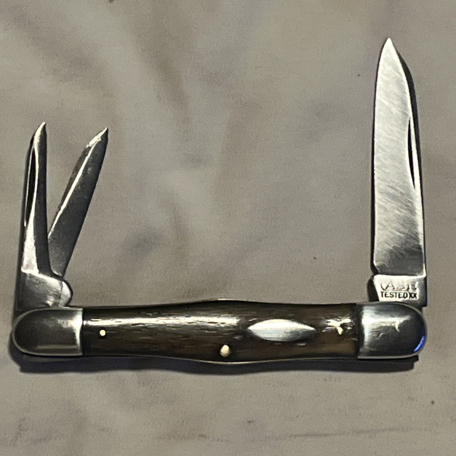 Case Tested XX Split Back 3 Blade Whittler, 1920-1940, Stag Handles Ultra Rare