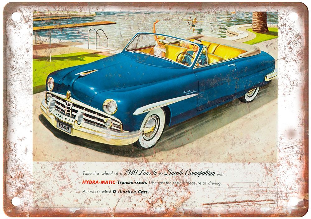 Vintage 1949 Lincoln Cosmopolitan Convertible Ad Retro Look Metal Sign A4153