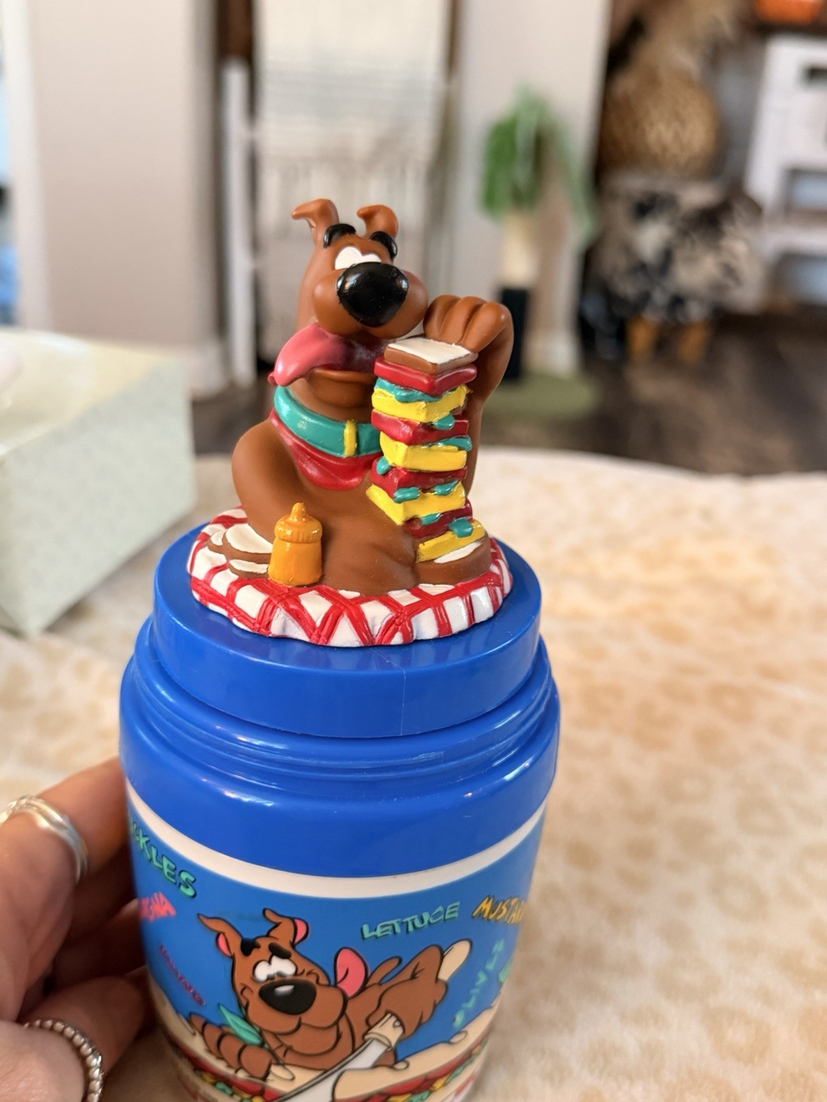 Vtg 1998 Scooby-Doo Trudeau Picnic Soup Canister Thermos Clear Dome Lid Figure