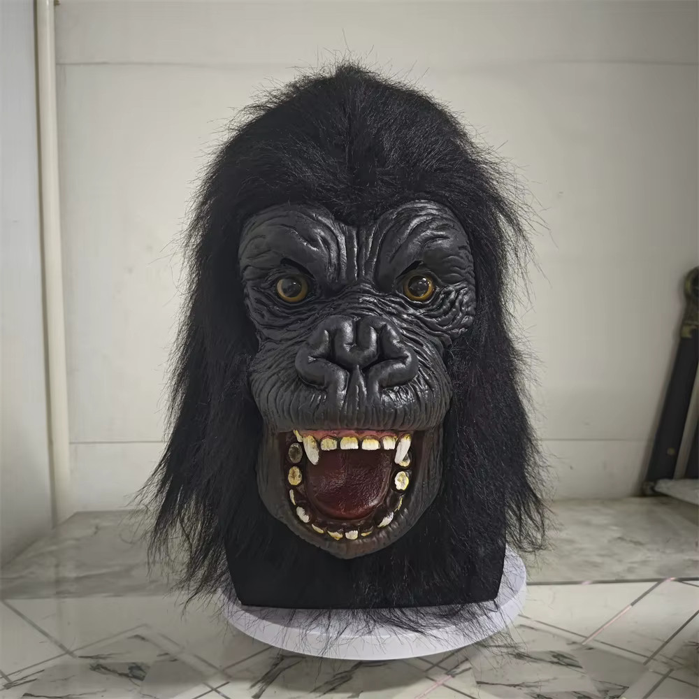 Vivid King Kong Gorilla Mask Horror Monster Latex Mask With Wig Halloween