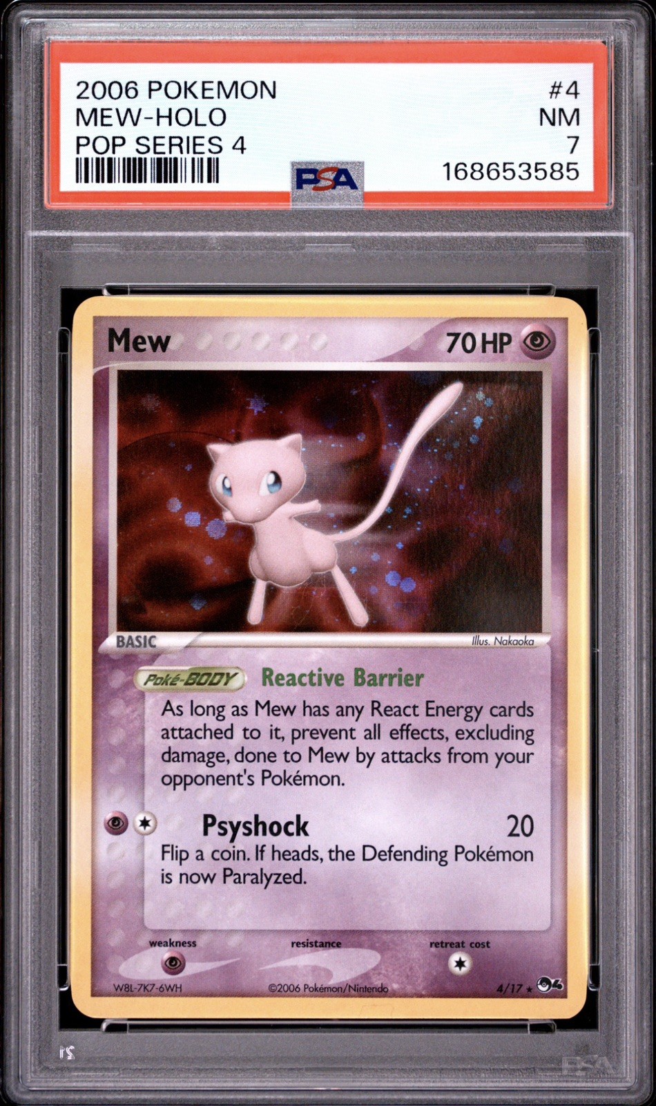 MEW HOLO POP SERIES #4 VINTAGE POKEMON CARD PSA 7