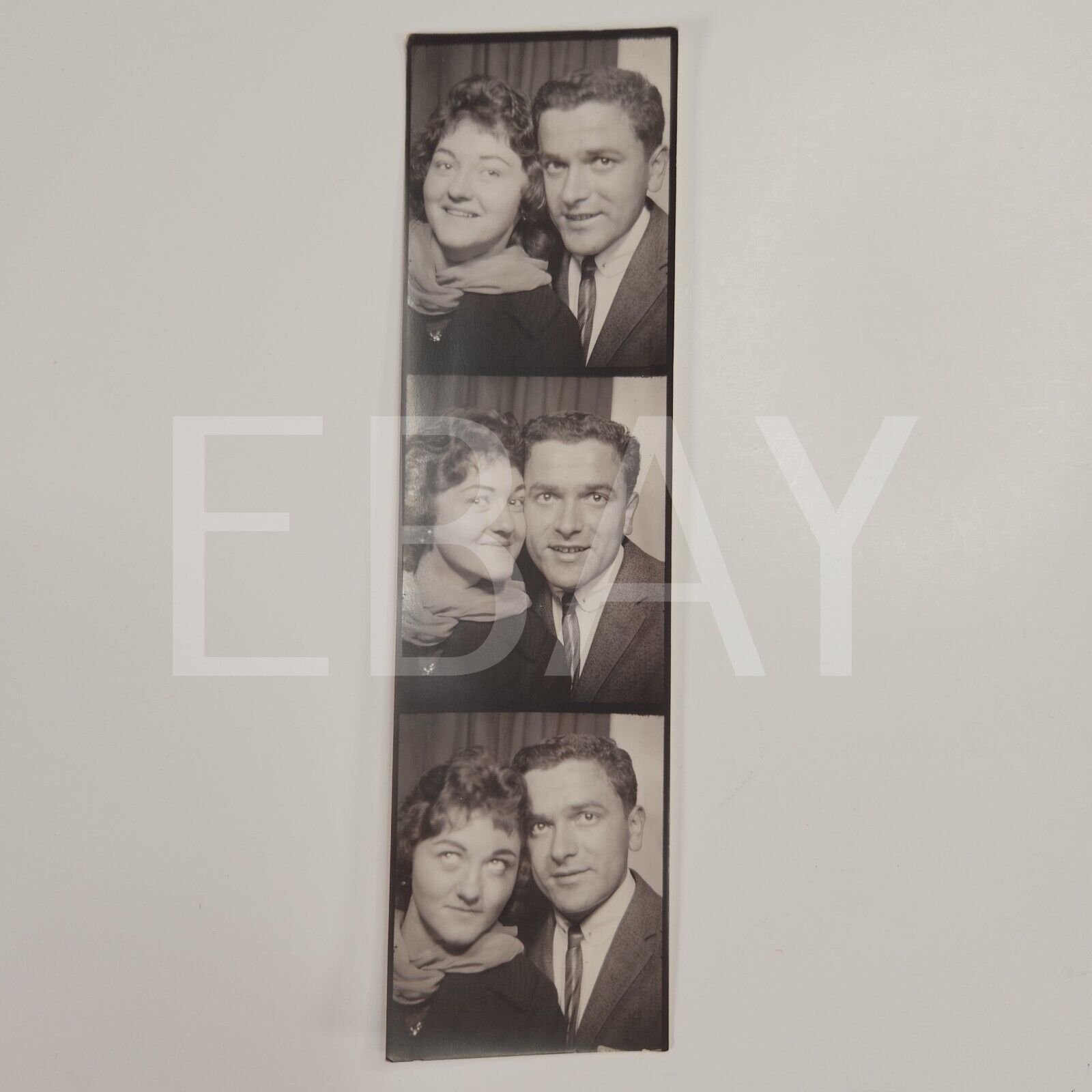Old Photo Snapshot Lovely Couple Vintage Portrait In An Arcade Photo Booth A37