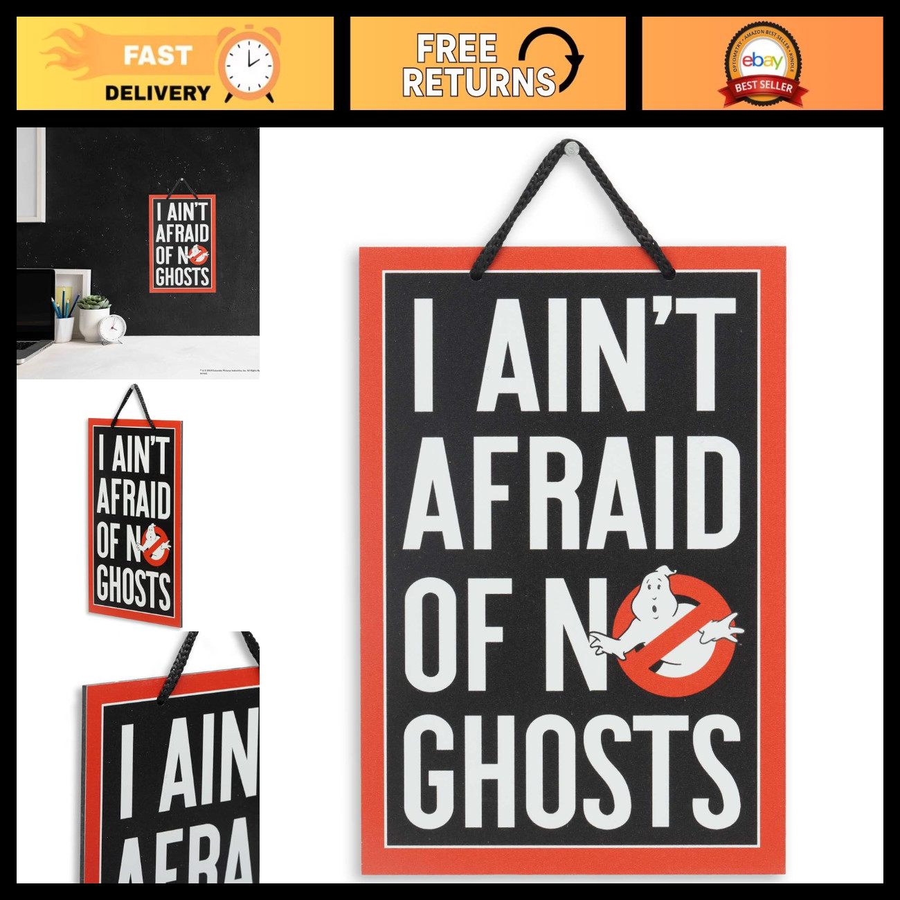 Ghostbusters Metal Sign - 'I Ain't Afraid of No Ghosts' Wall Decor, Vintage Styl