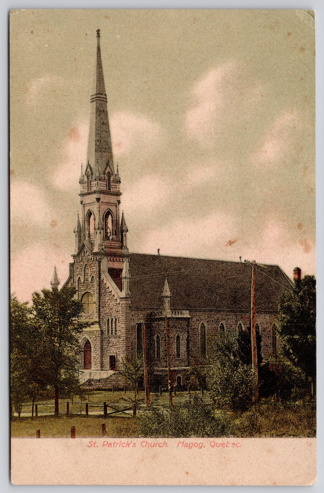 Magog Quebec Canada St Patricks Church Postcard c1900s